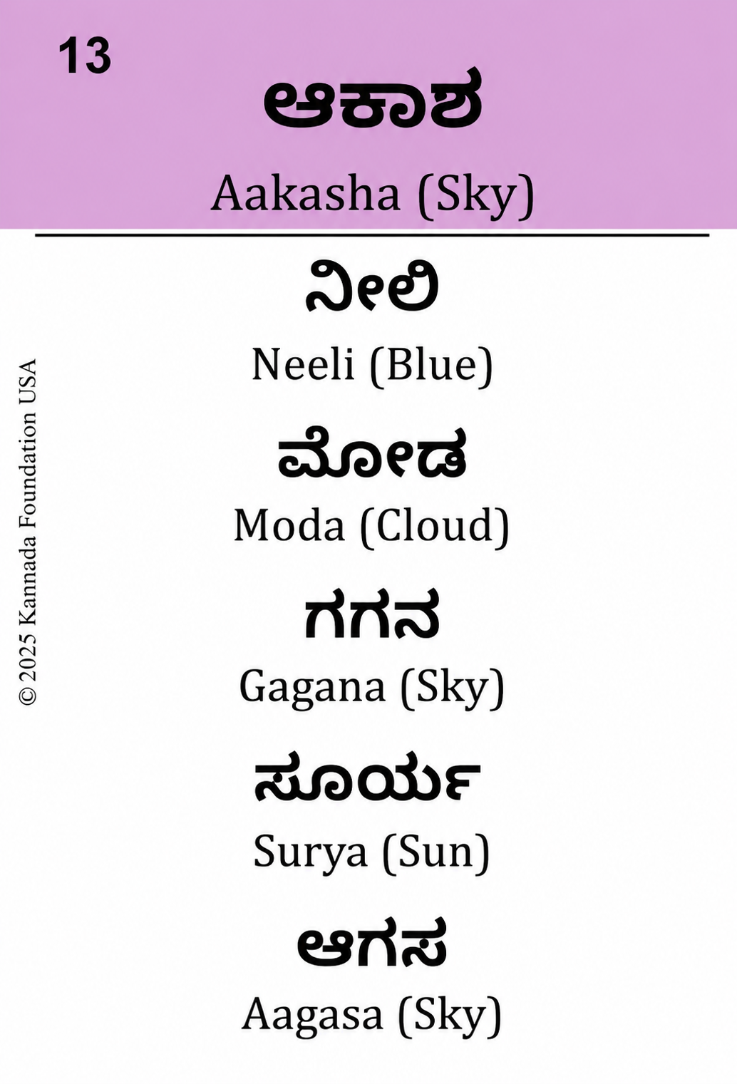 Ooha Pada card — ಆಕಾಶ Aakasha (Sky)